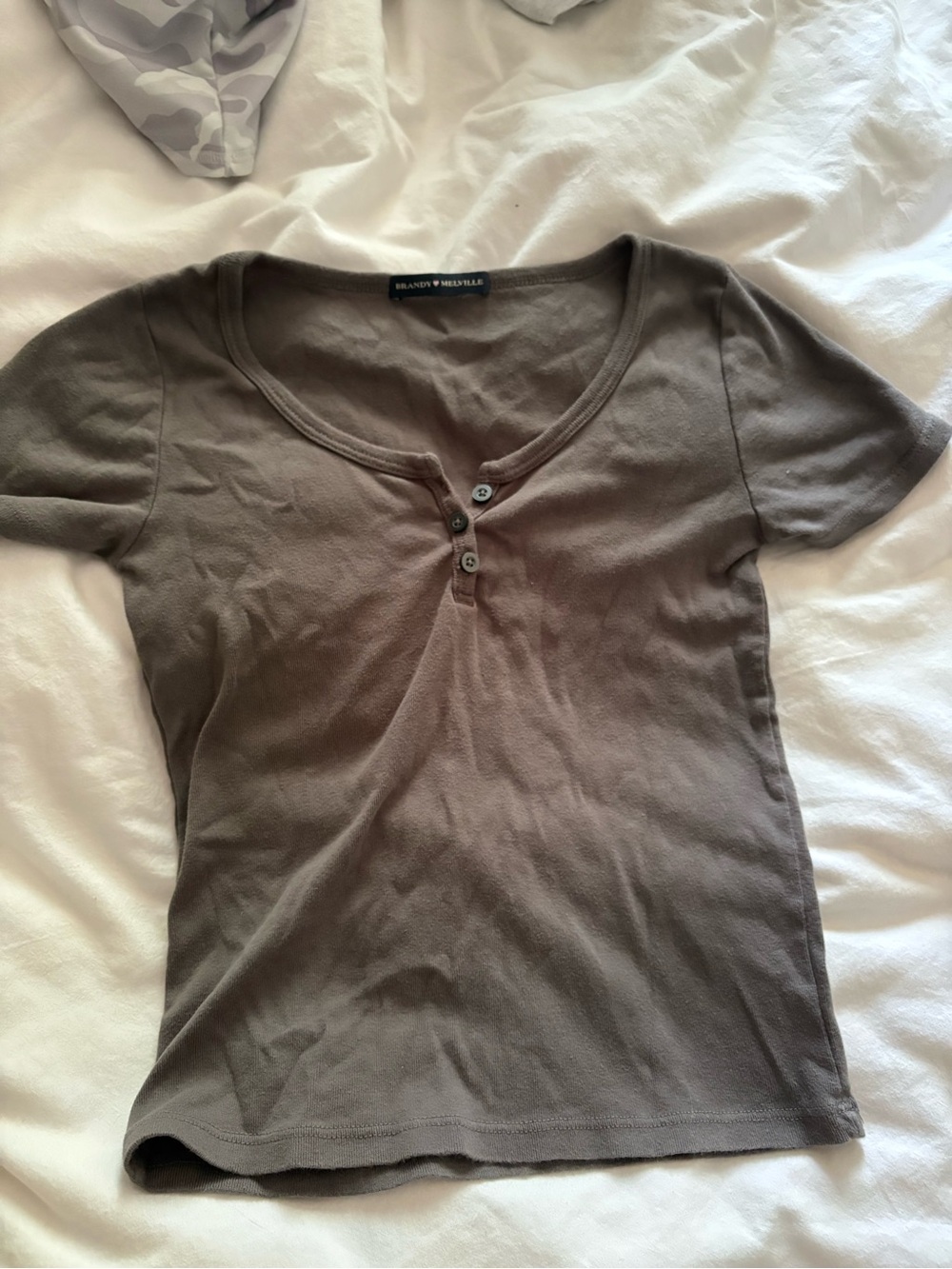 Brandy Melville Brown Short Sleeve Henley Tee